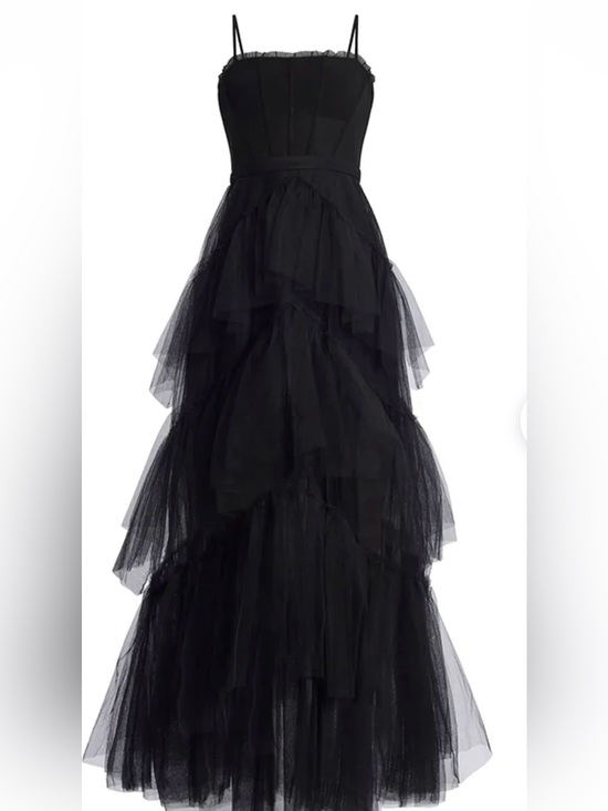 BCBGMaxAzria Dresses & Skirts - BCBGMAXAZRIA Oly Black Tiered Tulle Corset Maxi Gown Dress Sz 14
